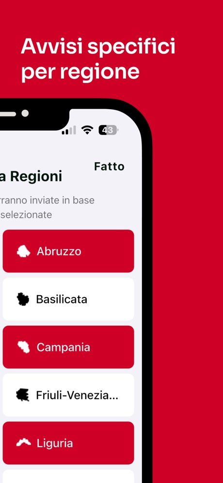 Avvisi specifici per regione