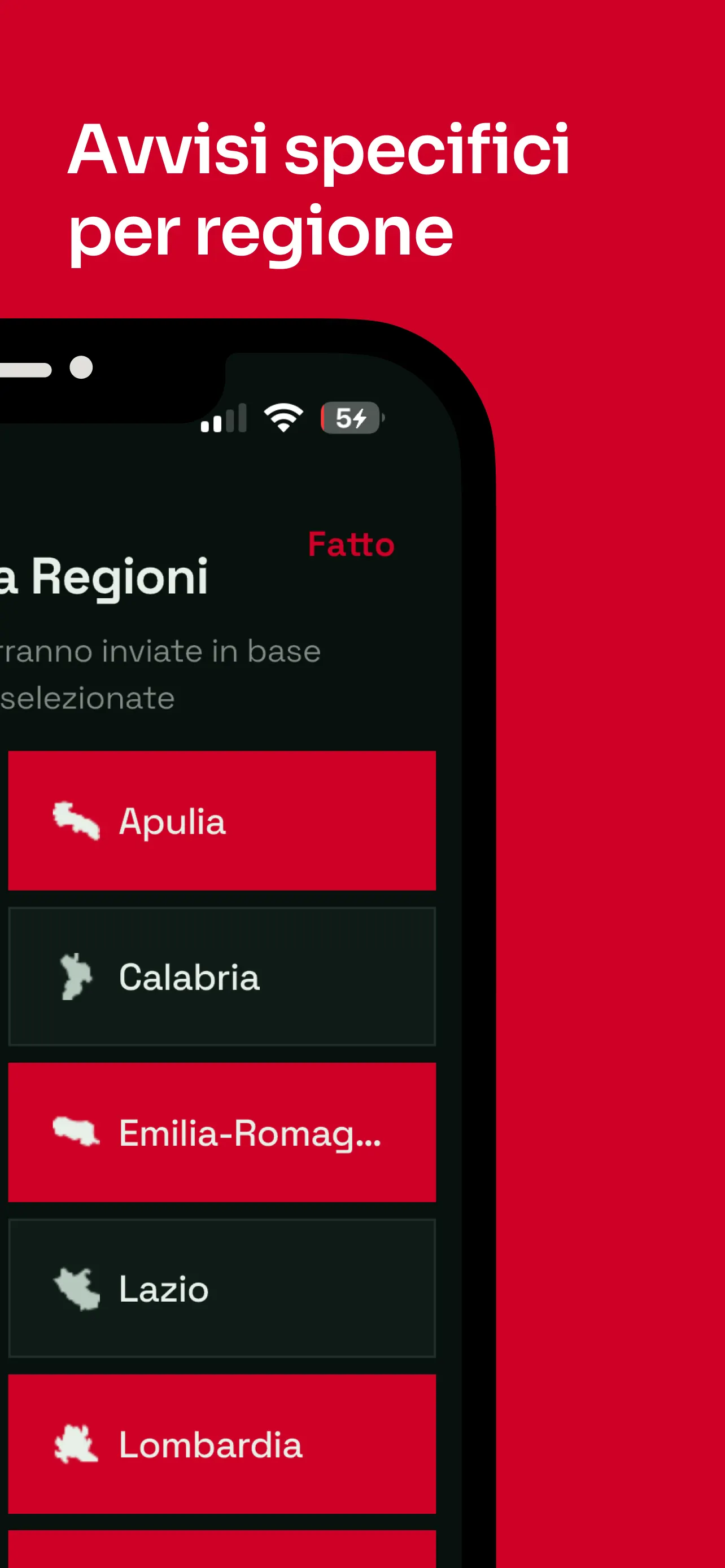 Avvisi specifici per regione